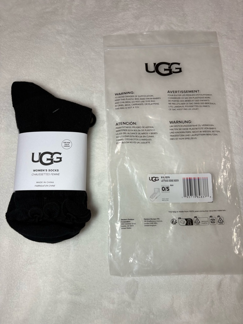 UGG Women's Black Lettuce-Edge Casual Socks - Pack